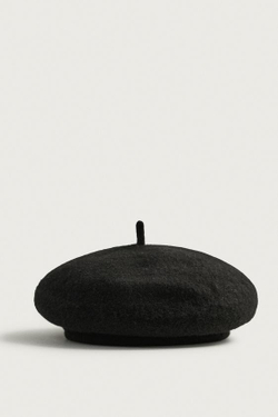 ZARA БЕРЕТ ИЗ 100% ШЕРСТИ, ЧЕРНЫЙ