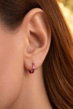 Серьги кольца 12 мм из серебра фуксия