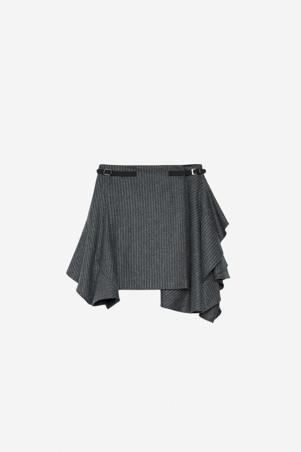 ZARA ЮБКА В ПОЛОСКУ С ШЕРСТЬЮ — THE ITEM, СЕРЫЙ