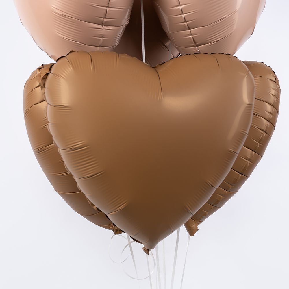 F Шар-сердце 18"/46 см, фольга, шоколад матовый/Choco Brown (БГ-15)  Изображение5