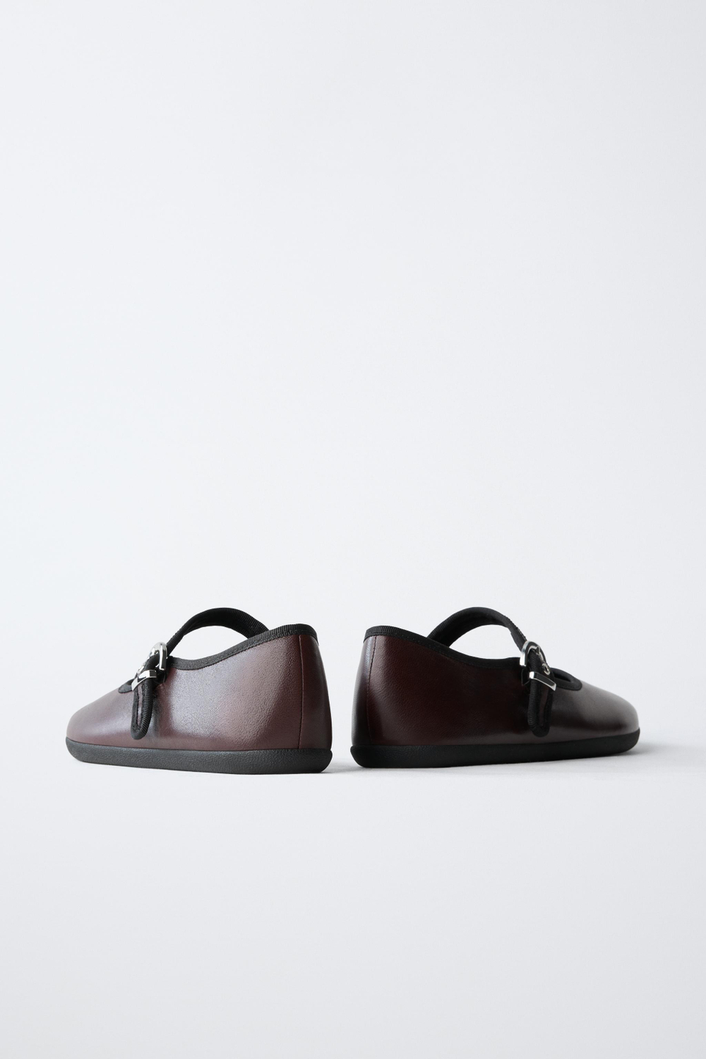 ZARA КОЖАНЫЕ БАЛЕТКИ BAREFOOT, ГРАНАТОВЫЙ