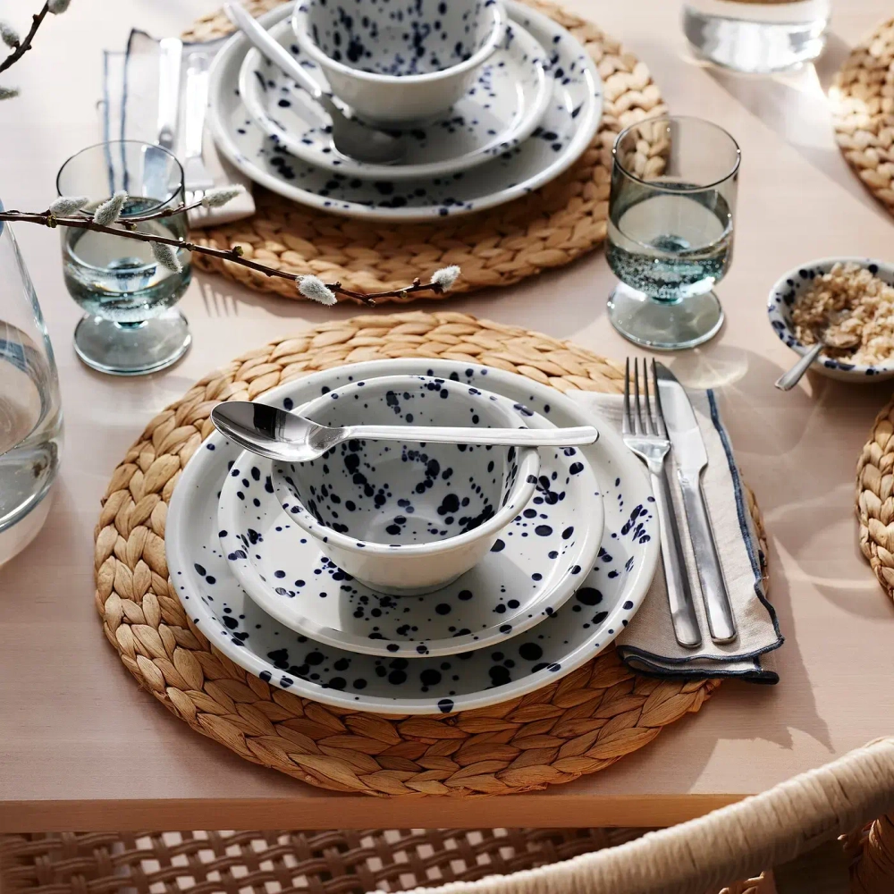 Набор мисок IKEA SILVERSIDA (СИЛВЕРСИДА), Синий, Белый, 14 см, 2 шт