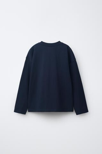 ZARA ОДНОТОННЫЙ ЛОНГСЛИВ, МОРСКОЙ СИНИЙ