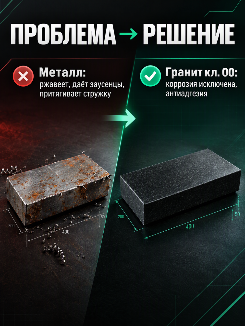 Плита поверочная гранитная 300х300х80 мм кл. 00