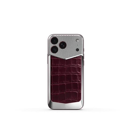 Чехол для iPhone 18 на магните - Натуральная кожа аллигатора - Burgundy