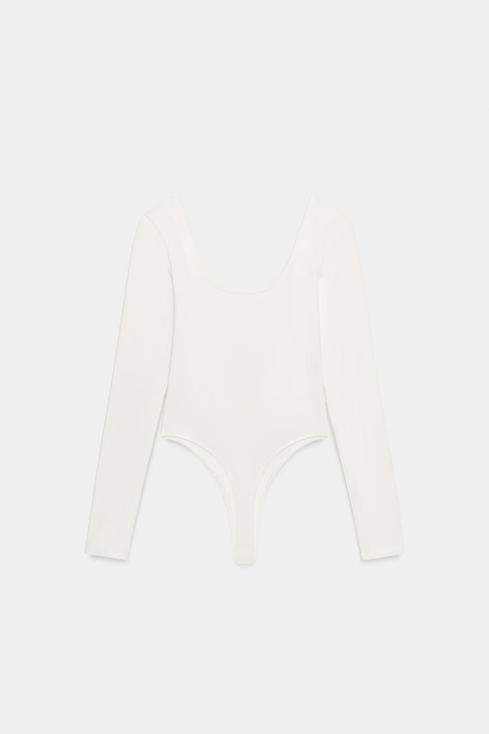 ZARA БОДИ ИЗ ПОЛИАМИДА С КВАДРАТНЫМ ВЫРЕЗОМ, ЭКРЮ