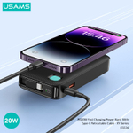 Power Bank внешний аккумулятор повербанк USAMS 10000 мАч 20W с кабелем