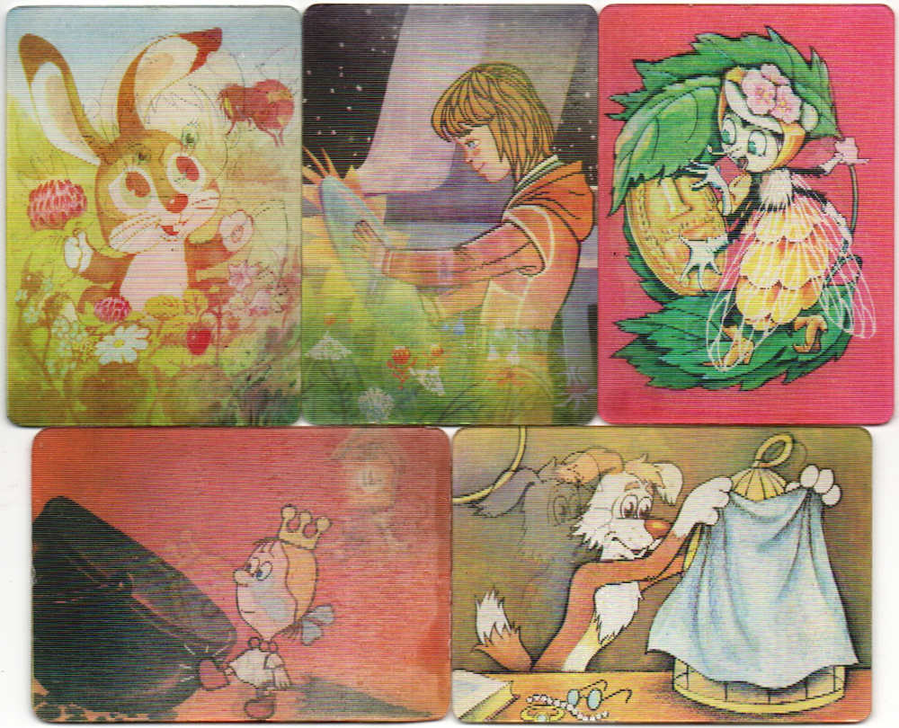 № 126 Набор из 5 переливных (стерео) Календариков . Мультфильмы СССР 1986 год.
