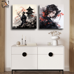 Картина модульная "Она самурай", 80 см х 40 см