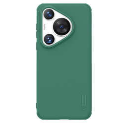Усиленный чехол зеленого цвета (Deep Green) от Nillkin c поддержкой зарядки MagSafe для Huawei Pura 70, серия Super Frosted Shield Pro Magnetic Case