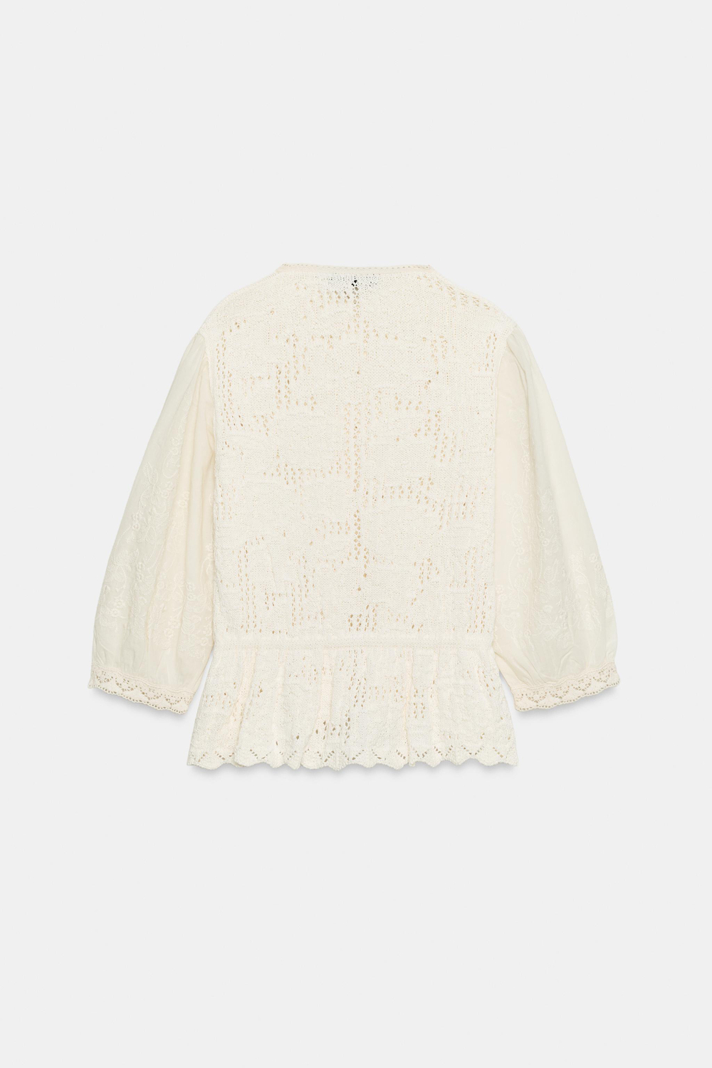 РОМАНТИЧНЫЙ КАРДИГАН С КОМБИНИРОВАННЫМИ ДЕТАЛЯМИ — ZARA