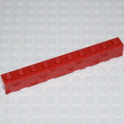 Lego Кирпич 1x10 (красный) 611121