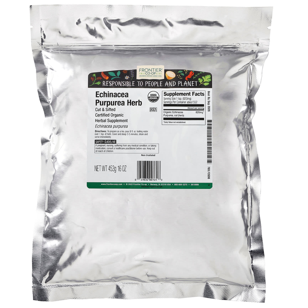Frontier Co-op, эхинацея пурпурная (Echinacea purpurea), нарезанная и просеянная, 453 г (16 унций)