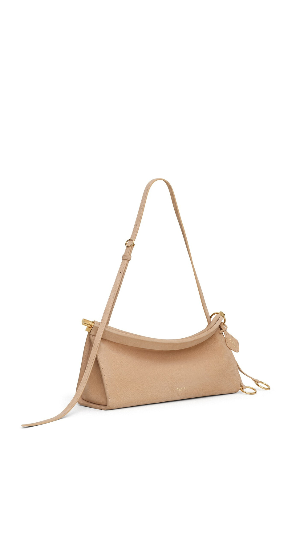 ALAÏA СУМКА LE CLICK EAST WEST ИЗ НАТУРАЛЬНОЙ КОЖИ, ПЕСОЧНЫЙ