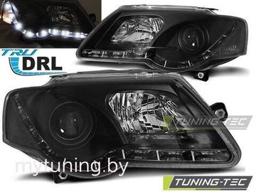 Передние фары tru drl black для VW Passat B6