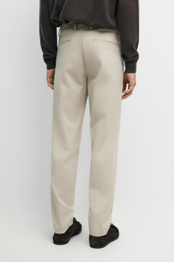 Massimo Dutti Зауженные брюки из смесового хлопка, бежевый