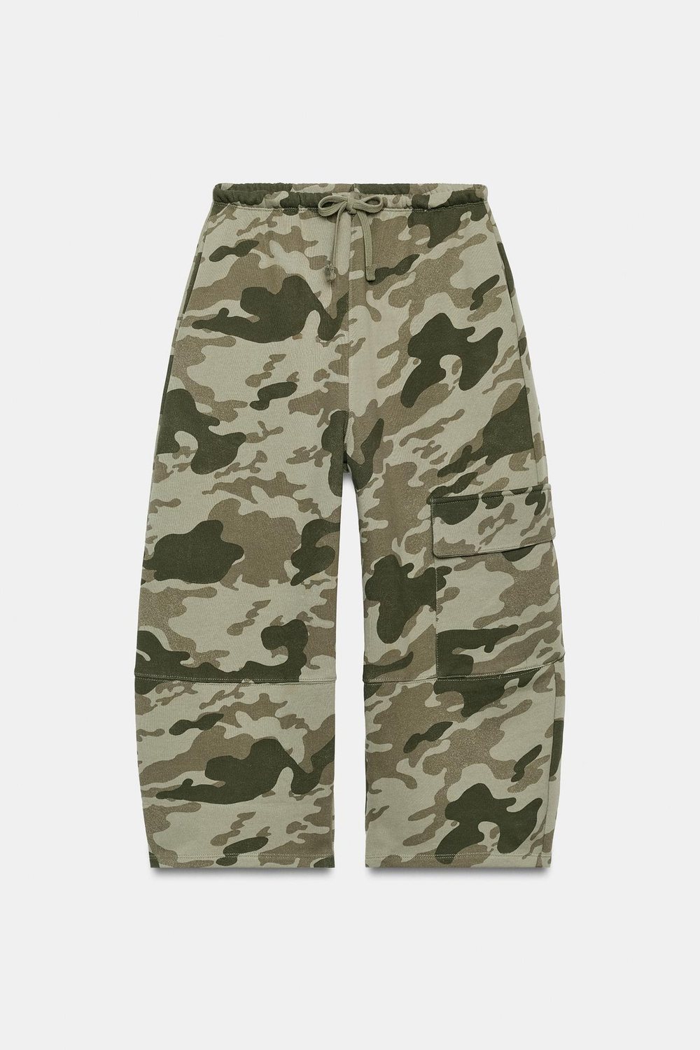ZARA БРЮКИ С ПРИНТОМ И КАРМАНОМ, ЗЕЛЕНЫЙ