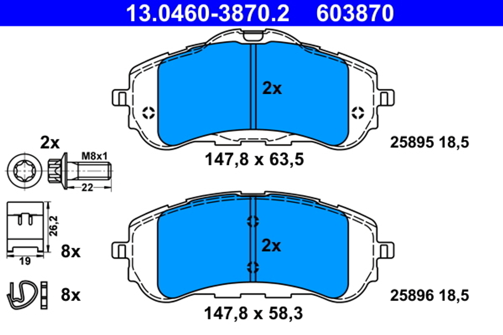 ATE - 13046038702-ATE - Brake Pad Set, disc brake