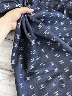 Джинсовая ткань Chanel Jeans с логотипом, темно-синий, Италия