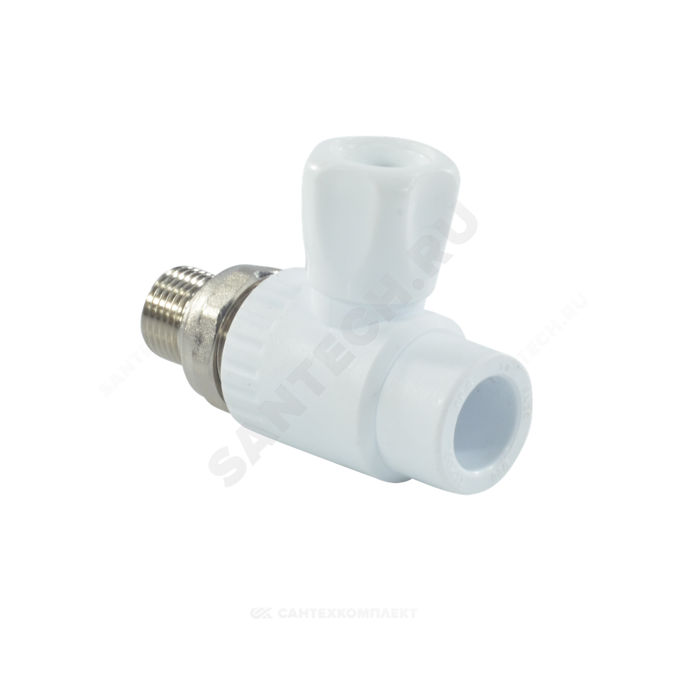 Кран шаровой PP-R белый Дн 25х3/4" НР прямой для радиатора RTP (РосТурПласт) 27861