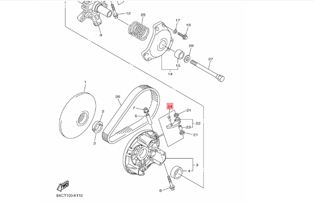 Заклёпка (сталь 17.2 MM) Yamaha 902610603300