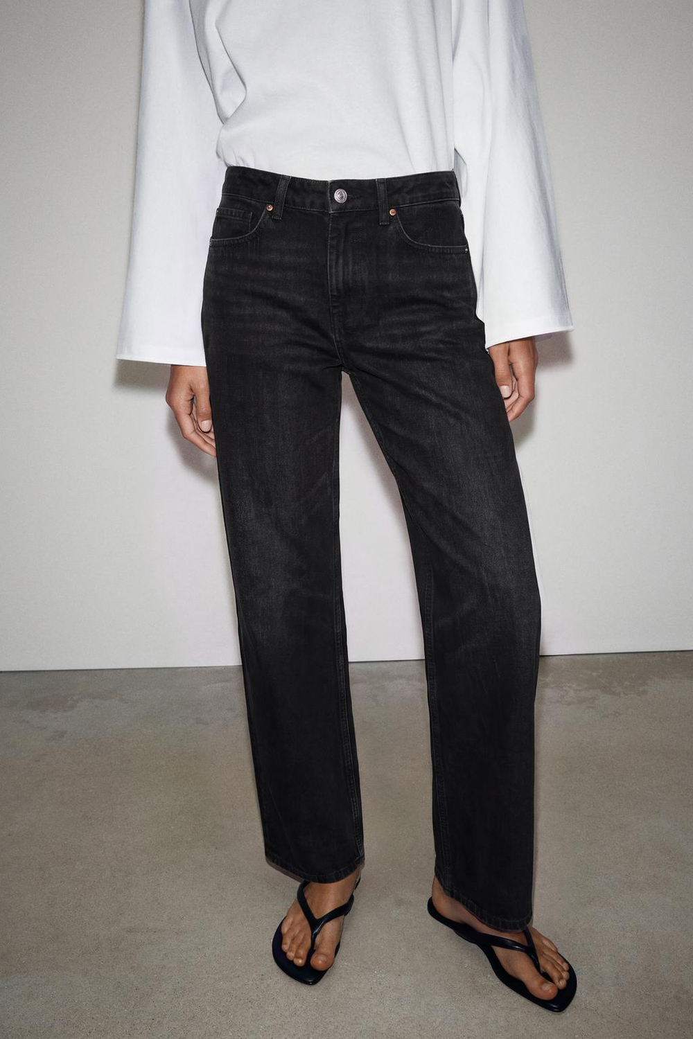 ZARA ДЖИНСЫ Z1975 REGULAR С НИЗКОЙ ПОСАДКОЙ, ЧЕРНЫЙ