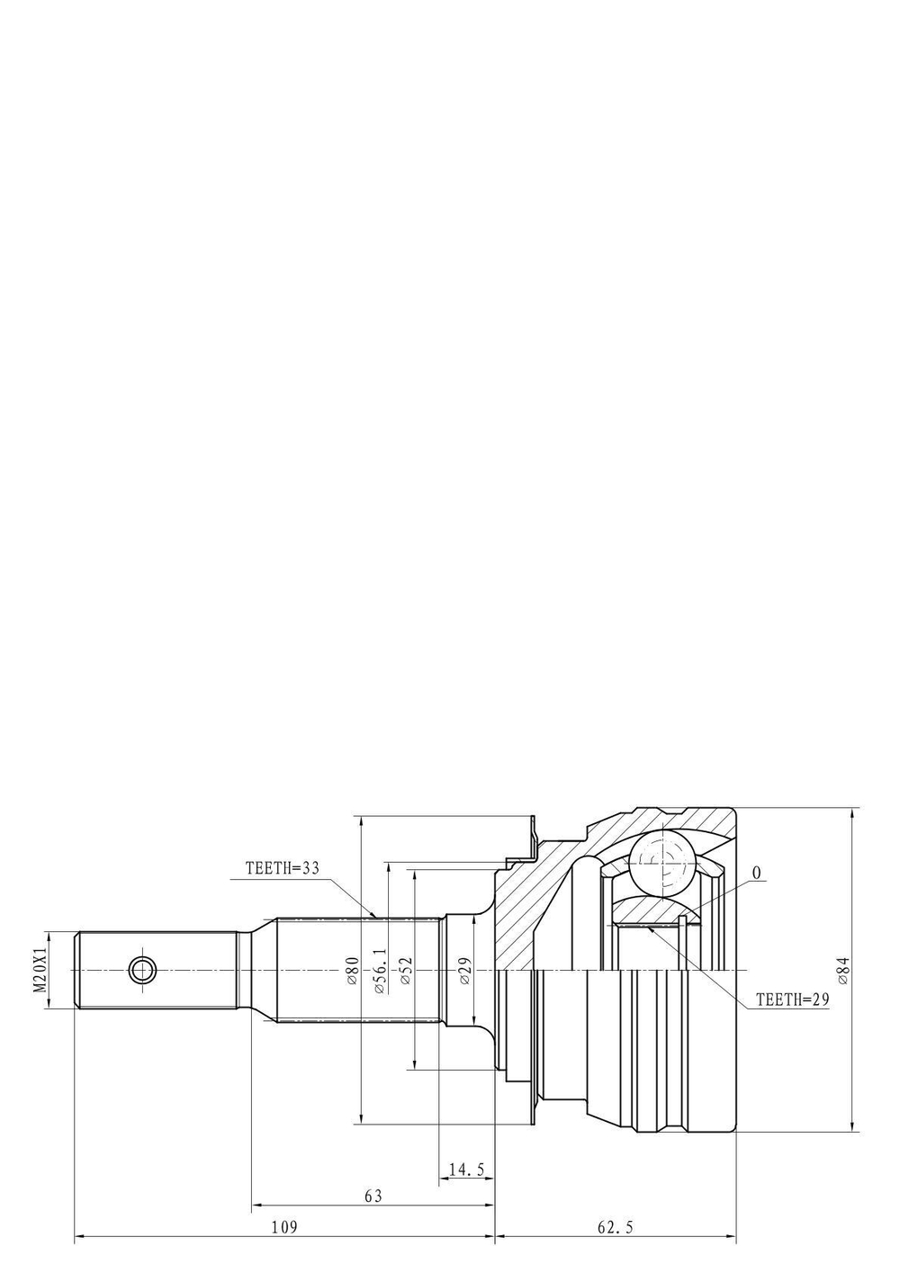 ШРУС наружный  DAEWOO Lanos/Nexia (DOHC)/Espero (33/29 шл) GANZ GIK04048