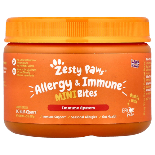 Zesty Paws, Против аллергии и иммунитета, для собак, ягненок, 90 жевательных таблеток, 157 г (5,5 унции)