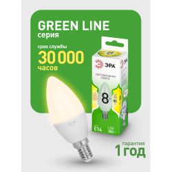 Лампа светодиодная ЭРА GREEN LINE LED B35-8W-830-E14 GL 8Вт свеча теплый свет E14 | Лампы cветодиодные Свеча (B/C)