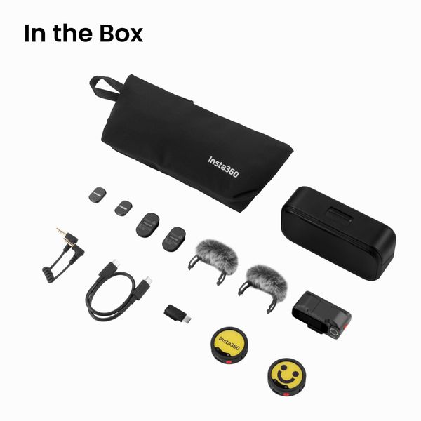 Беспроводной петличный микрофон Insta360 Mic Pro (2 TX + 1 RX + Charging Case), Черный | Black