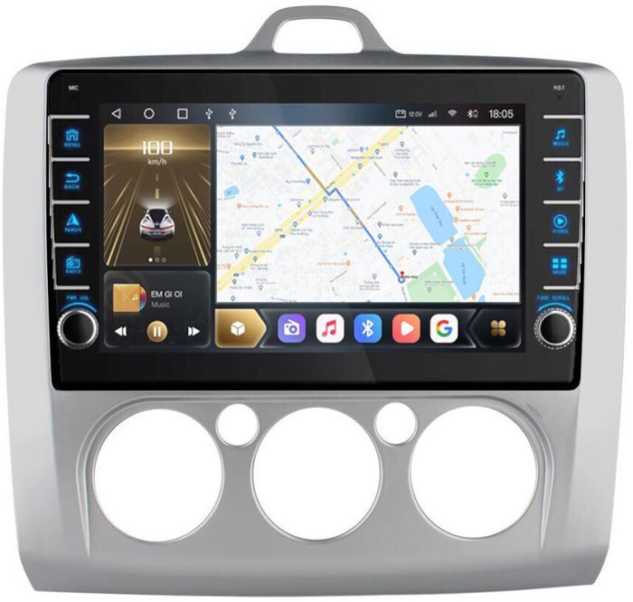 Магнитола для Ford Focus II 2004-2011 (кондиционер) - Kuberg OL-9201-M (кнопки и крутилки), Android 12, Быстрая, CarPlay, 4G SIM-слот