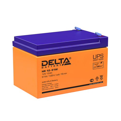Аккумулятор DELTA HR 12-51 W - AGM ( 12В / 12Ач )
