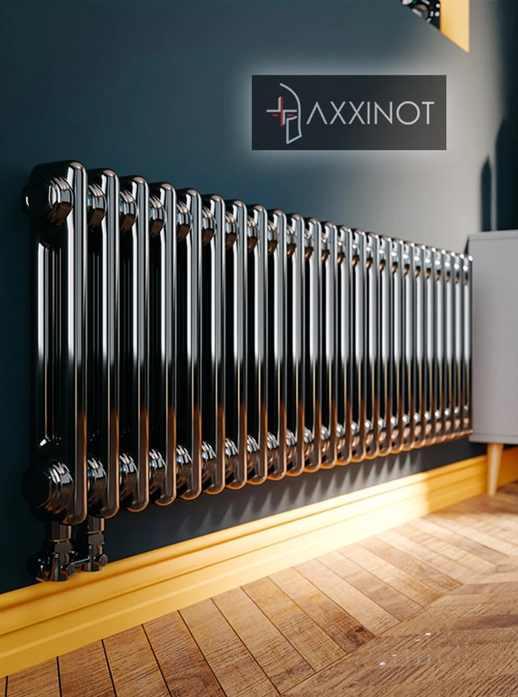 Axxinot Sentir 2040 - двухтрубный трубчатый радиатор высотой 400 мм, нижнее подключение, черный