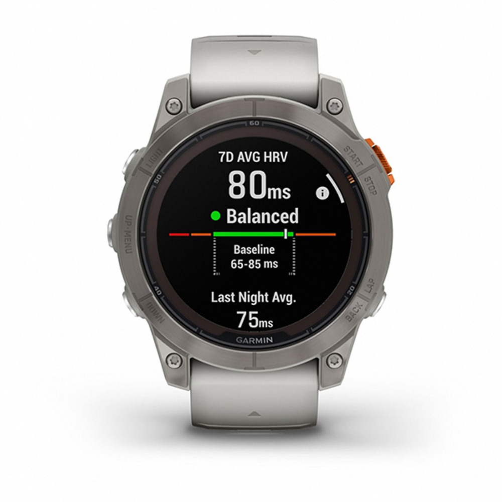 Умные часы Garmin FENIX 7 PRO Sapphire Solar 47 мм титановый серый с серо-оранжевым ремешком