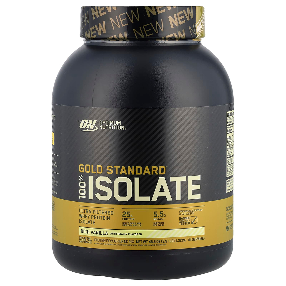Optimum Nutrition, Gold Standard, 100% изолят, со вкусом ванили, 1,32 кг (2,91 фунта)