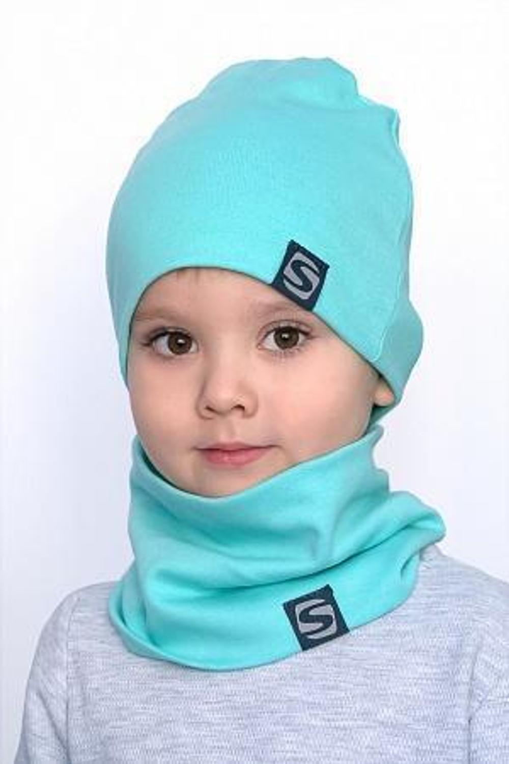 Комплект шапка+снуд р.50 Голубой (Smail)