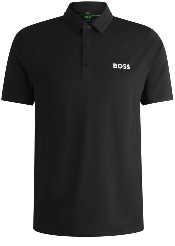 Мужское теннисное поло BOSS x Matteo Berrettini Slim-Fit With UV Protection - черный