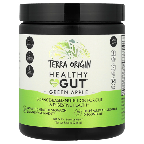 Terra Origin, Healthy Gut™, добавка для здоровья кишечника, со вкусом зелёного яблока, 246 г (8,68 унции)