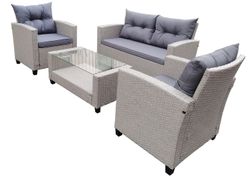 "Филадельфия" лаунж-зона из искусственного ротанга, цвет серый, цвет подушек серый (К)