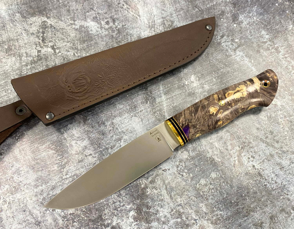 Нож Ладья, Bohler N690, карельская берёза, цвет коричневый