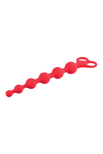 Красная анальная цепочка Ribbed Silicone Anal Beads - 26 см. (Цвет: красный)