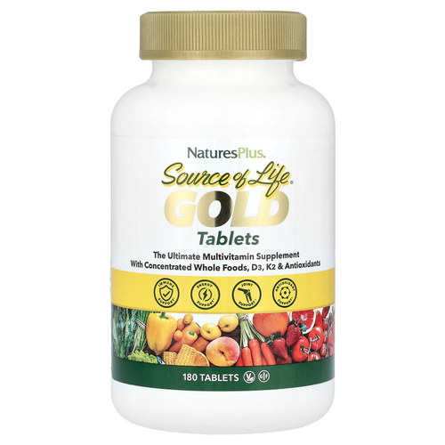NaturesPlus, Source of Life®, Gold, лучшая мультивитаминная добавка, 180 таблеток