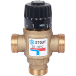 Клапан термостатический смесительный STOUT - 3/4" (НР, 20-43°C, Kvs 1.6, L-образное смешивание)