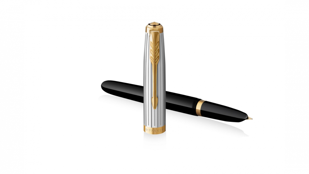 Перьевая ручка Parker 51 Premium Black GT, перо: M/F, чернила: Black,Blue, в подарочной упаковке.