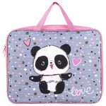 Папка с ручками А4, Brauberg, широкая, Funny panda, ткань, молния 271127