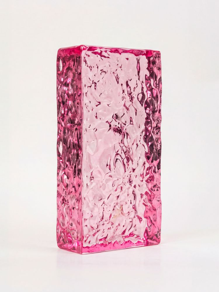 Стеклянный кирпич Glassio Айс розовый 20x10x5 см