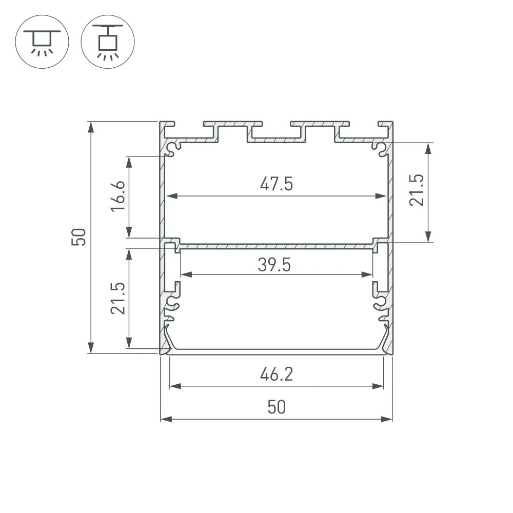 Профиль LINE-S-5050-2000 BLACK (Arlight, Алюминий) 041839