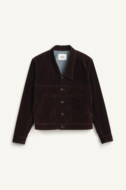 ZARA ДЖИНСОВАЯ УКОРОЧЕННАЯ КУРТКА ИЗ ФЛОКА, КОРИЧНЕВЫЙ