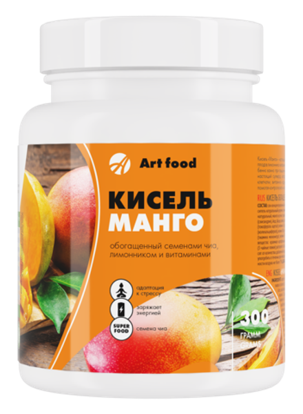 Кисель Манго, 300 г Обогащен экстрактом лимонника, семенами чиа и витаминами. Источник омега-3, клетчатки и белка