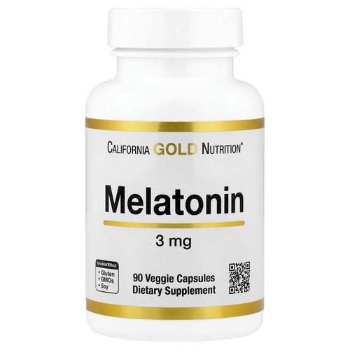 California Gold Nutrition, мелатонин, 3 мг, 90 растительных капсул